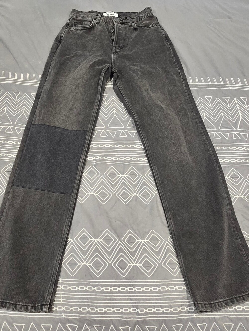 Reformation Cynthia Patch High Rise Straight Cropped Jeans In Black Size 25 - Picture 5 of 9